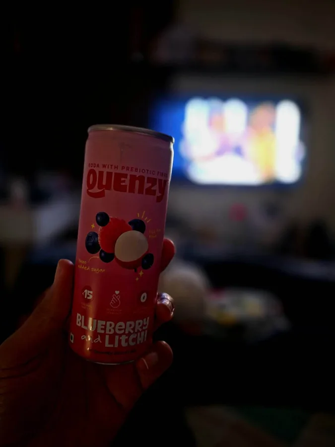 Quenzy Blueberry-Litchi — prebiotic soda can with no added sugar