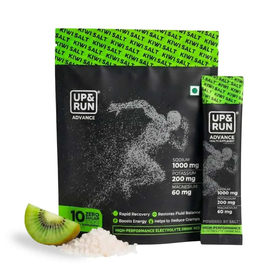 UP&RUN Citrus Salt — electrolyte sachet with 1000mg sodium for training days